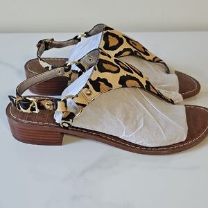 Sam Edelman Brown and Black Sandals with Animal Print